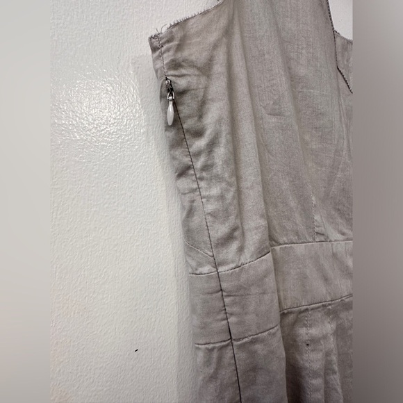 Ann Taylor LOFT Gray Cotton Sheath Dress Floral Applique With Beads Size 10 - Picture 7 of 15